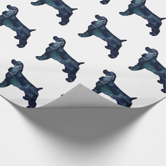 Cocker Spaniel Dog Silhouette Black Waterverf Cadeaupapier (Hoek)