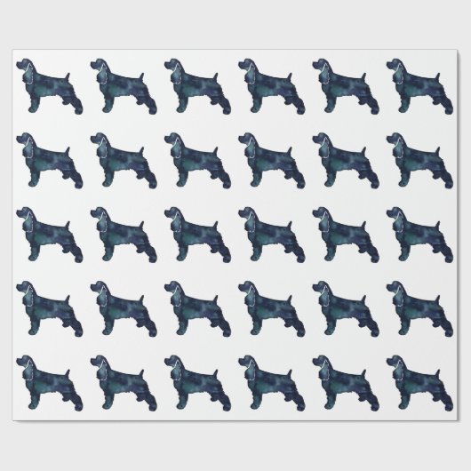 Cocker Spaniel Dog Silhouette Black Waterverf Cadeaupapier (Vlak)
