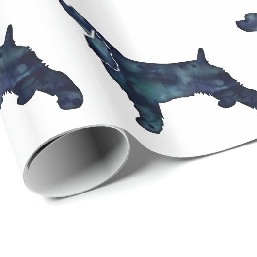 Cocker Spaniel Dog Silhouette Black Waterverf Cadeaupapier (Rol Hoek)