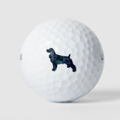 Cocker Spaniel Dog Silhouette Black Waterverf Golfballen (Voorkant)