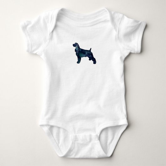 Cocker Spaniel Dog Silhouette Black Waterverf Romper (Voorkant)