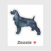Cocker Spaniel Dog Silhouette Black Waterverf Sticker (Vel)