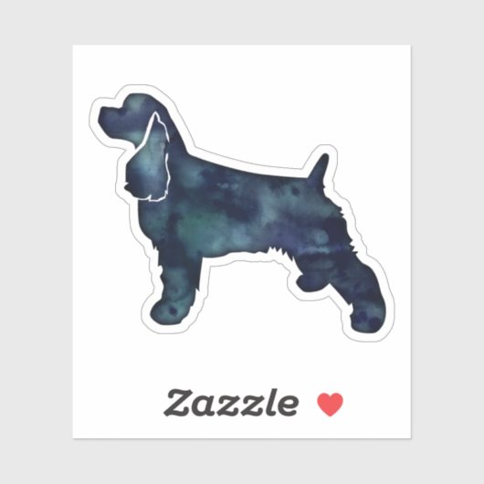 Cocker Spaniel Dog Silhouette Black Waterverf Sticker (Vel)