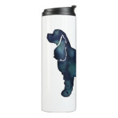 Cocker Spaniel Dog Silhouette Black Waterverf Thermosbeker (Gedraaid links)
