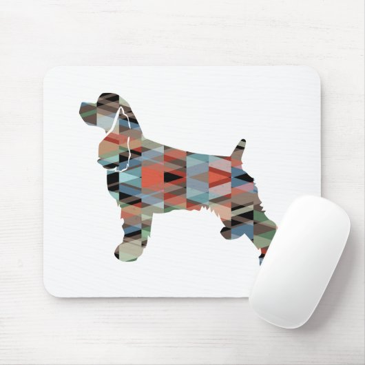 Cocker Spaniel Dog Silhouette Geometric Pattern Pl Muismat (Met muis)