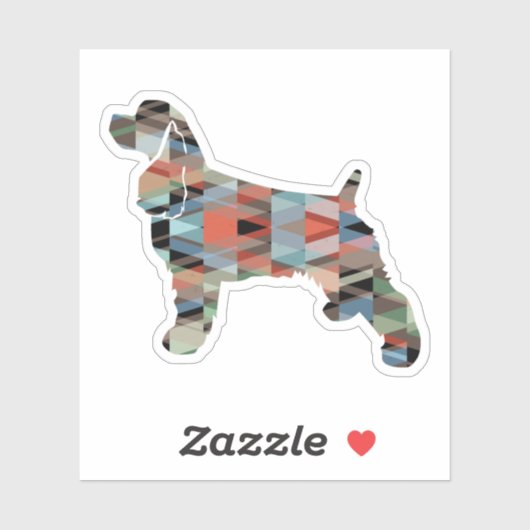 Cocker Spaniel Dog Silhouette Geometric Pattern Pl Sticker (Vel)
