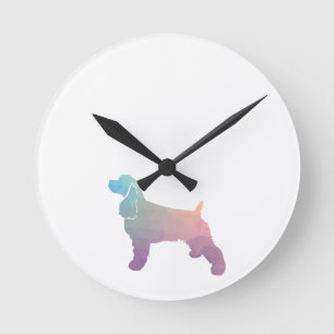 Cocker Spaniel Dog Silhouette Geometric Pattern Ps Ronde Klok