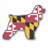 Cocker Spaniel Dog Silhouette met Maryland Flag Sticker (Voorkant)
