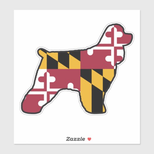 Cocker Spaniel Dog Silhouette met Maryland Flag Sticker (Vel)