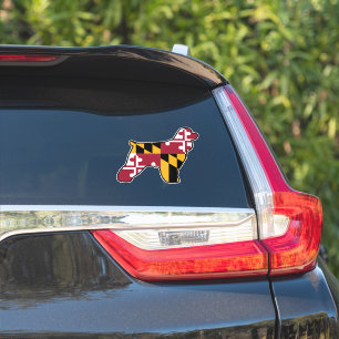 Cocker Spaniel Dog Silhouette met Maryland Flag Sticker
