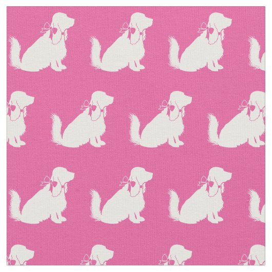 Cocker Spaniel Dog Silhouette Pet Roze Stof (Close Up)