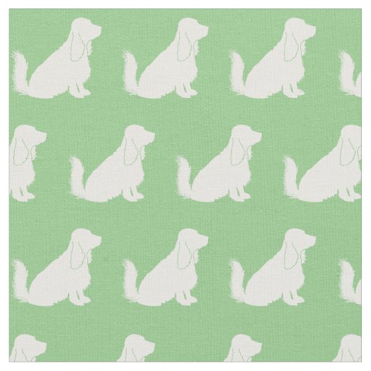 Cocker Spaniel Dog Silhouette Pet Sage Green Stof (Close Up)