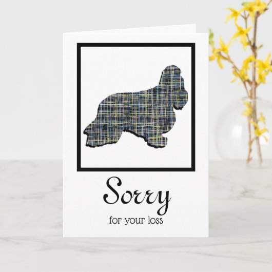 Cocker Spaniel Dog Silhouette Pet Sympathia Card Kaart (Gele Bloem)