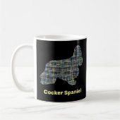 Cocker Spaniel Dog Silhouette Y&B Grid Lines Koffiemok (Links)