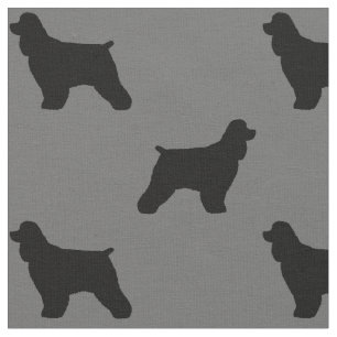 Cocker Spaniel Dog Silhouettes Black en Grey Stof