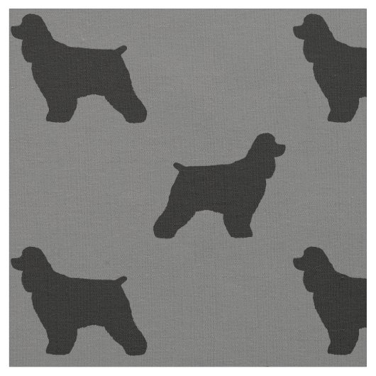 Cocker Spaniel Dog Silhouettes Black en Grey Stof (Close Up)