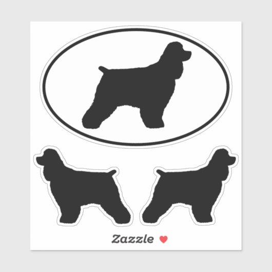 Cocker Spaniel Dog Silhouettes Vinyl Sticker Set (Vel)