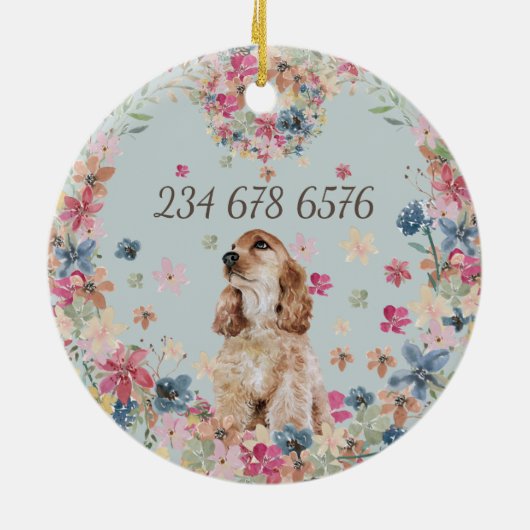 Cocker Spaniel Dog Tekening Breed Puppy Keramisch Ornament (Achterkant)