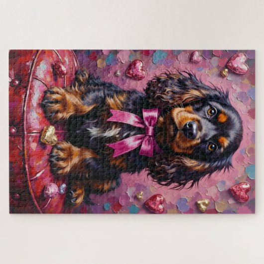 Cocker Spaniel Dog Valentine's Day Red Ottoman Legpuzzel (Horizontaal)