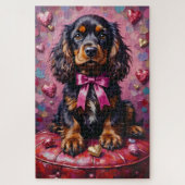Cocker Spaniel Dog Valentine's Day Red Ottoman Legpuzzel (Verticaal)