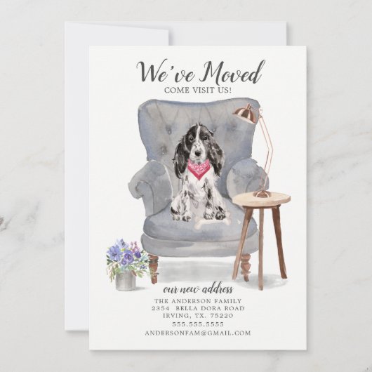 Cocker Spaniel Dog | Verplaatsingsaankondiging Aankondiging (Voorkant)