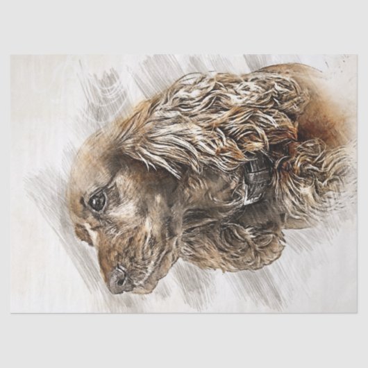 Cocker Spaniel Dog Waterverf Tissuepapier (Voorkant)