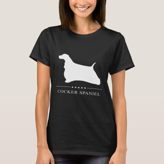 Cocker Spaniel Dog White Silhouette T-shirt (Voorkant)
