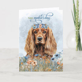Cocker Spaniel Dog Wildflowers Mother's Day Feestdagen Kaart