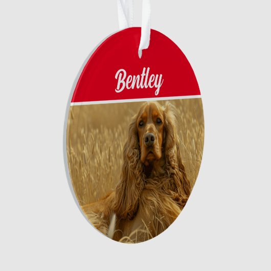 Cocker Spaniel Dog with Name and Photo Christmas Ornament (voorkant)