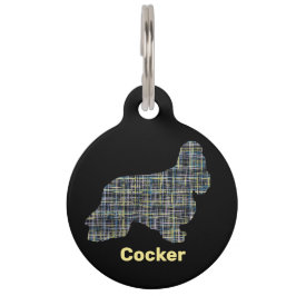Cocker Spaniel Dog Yellow & Black Grid Line Huisdierpenning