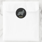 Cocker Spaniel Dog Yellow & Black Grid Line Ronde Sticker (Tas)