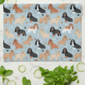 Cocker Spaniel Dogs Botten en Paws Blauw Theedoek (Gevouwen)