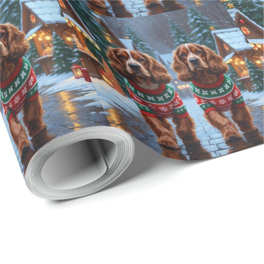 Cocker Spaniel Dogs Christmas Snow Holiday Cadeaupapier (Rol Hoek)