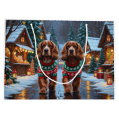 Cocker Spaniel Dogs Christmas Snow Holiday Groot Cadeauzakje (Achterkant)