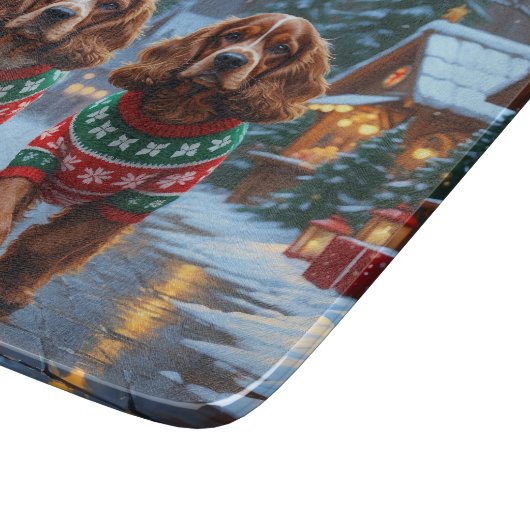 Cocker Spaniel Dogs Christmas Snow Holiday Snijplank (Hoek)