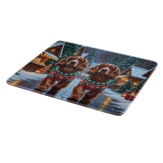 Cocker Spaniel Dogs Christmas Snow Holiday Snijplank (Hoek)
