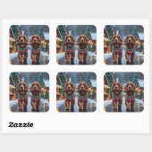 Cocker Spaniel Dogs Christmas Snow Holiday Vierkante Sticker (Vel)