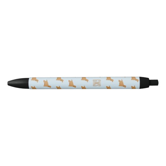 Cocker Spaniel Dogs Pattern Monogramed Zwarte Inkt Pen (Voorkant)