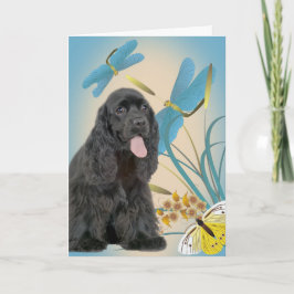 Cocker Spaniel Dragon Flies en Butterflies Kaart