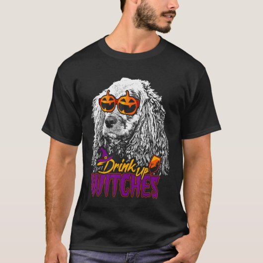 Cocker Spaniel Drink heksen Funny Halloween T-shirt (Voorkant)