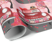 Cocker Spaniel Drivende auto met hart Valentijns Cadeaupapier (Rol Hoek)