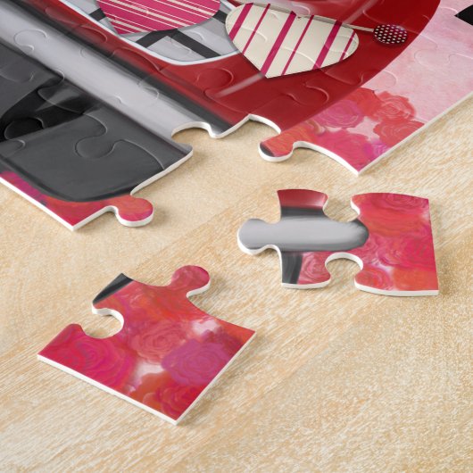 Cocker Spaniel Drivende auto met hart Valentijns Legpuzzel (Zijkant)