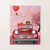 Cocker Spaniel Drivende auto met hart Valentijns Legpuzzel (Verticaal)