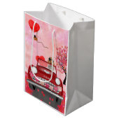 Cocker Spaniel Drivende auto met hart Valentijns Medium Cadeauzakje (Voorkant Gekanteld)