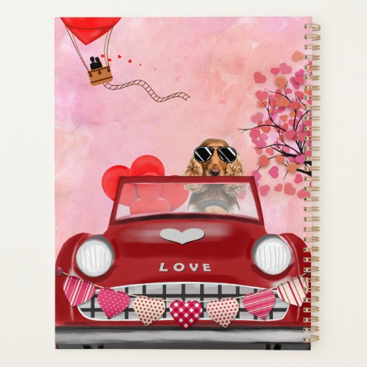 Cocker Spaniel Drivende auto met hart Valentijns Planner (Achterkant)