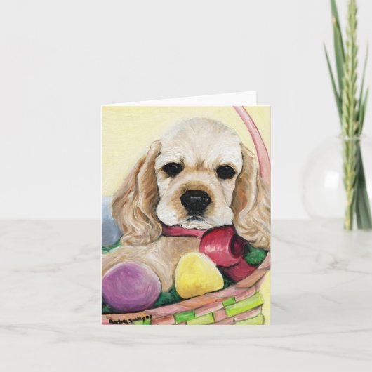 Cocker Spaniel Easter Pup Art Note Card Feestdagen Kaart (Voorkant)