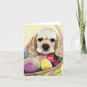 Cocker Spaniel Easter Pup Art Note Card Feestdagen Kaart