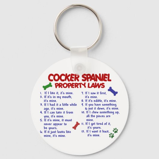 COCKER SPANIEL Eigendomswetten 2 Sleutelhanger (Voorkant)