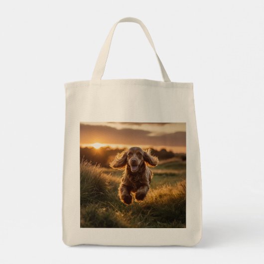 Cocker Spaniel Elegant Grocery Canvas tas (Achterkant)