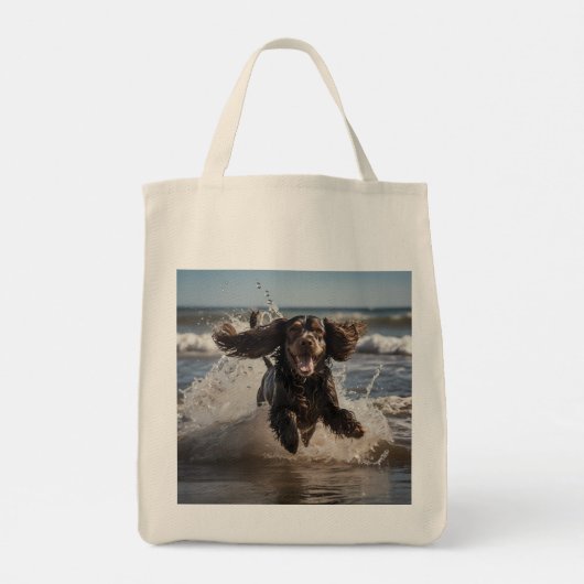 Cocker Spaniel Elegant Grocery Canvas tas (Achterkant)